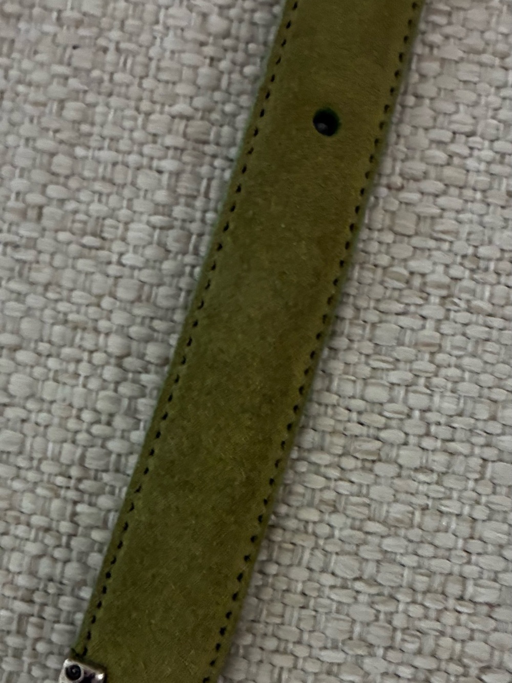Brighton Green Suede L silver-toned dangling word Belt - Picture 9 of 12
